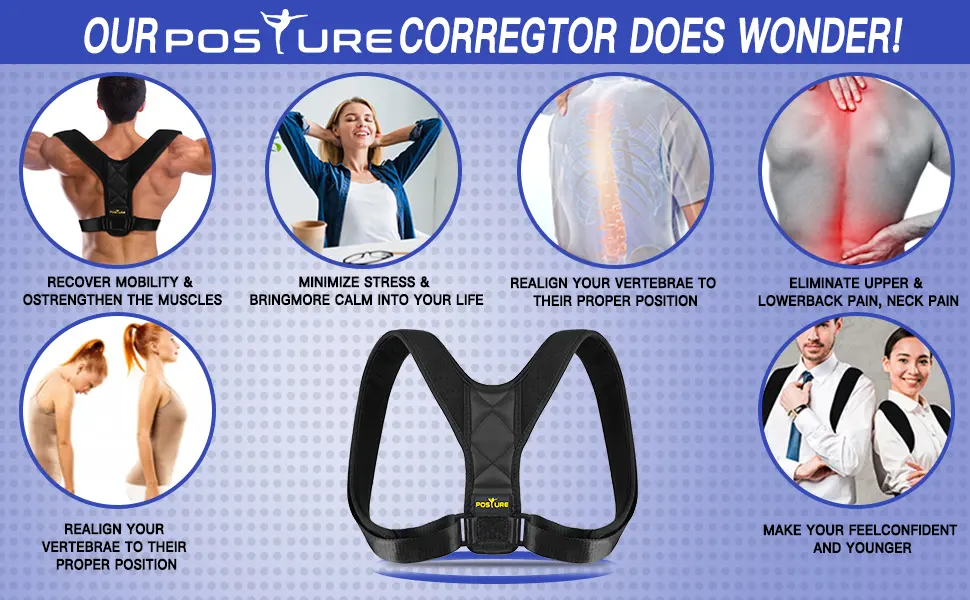 Posture Corrector for Men and Women - Posture Brace  Adjustable Upper Back Brace for Clavicle Support and Providing Pain Relief from Neck  Back and Shoulder (Universal) - product information 2