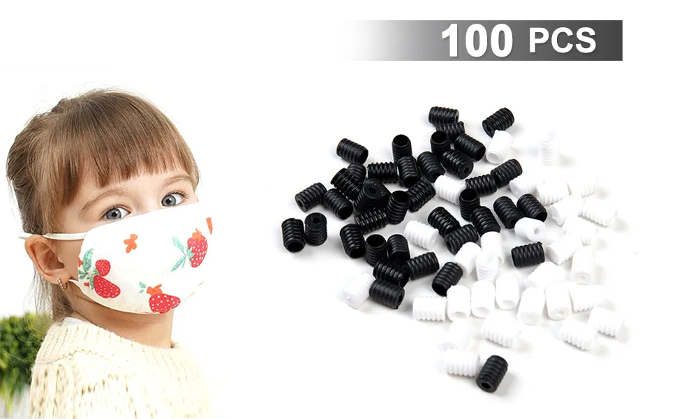 100 PCS Cord Locks Soft Silicone Toggles for Masker Drawstrings  Adjustable Lanyard Buckle Barrel Connectors  Elastic Cord Adjuster Non Slip Stopper (White) - cord lock