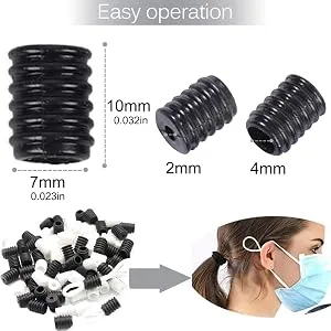 100 PCS Cord Locks Soft Silicone Toggles for Masker Drawstrings  Adjustable Lanyard Buckle Barrel Connectors  Elastic Cord Adjuster Non Slip Stopper (White) - cord locks