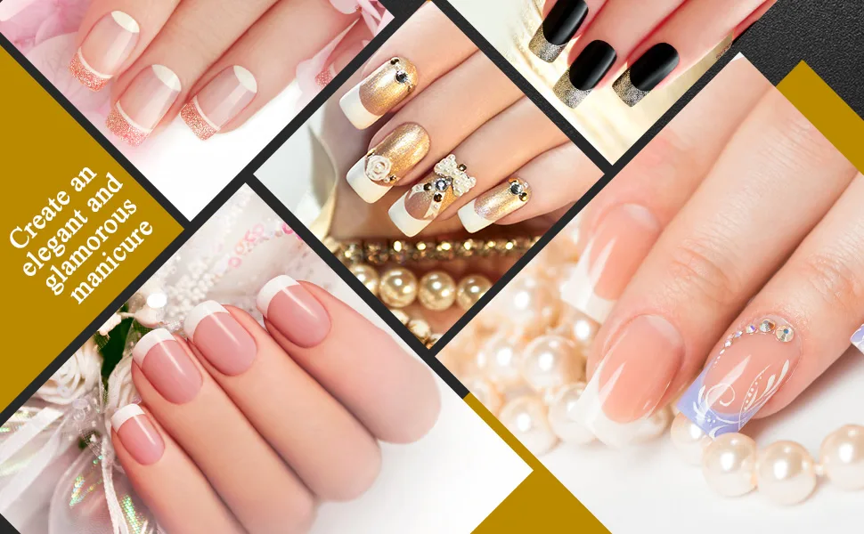 1000 Pieces Short French Style Nails Tips False Acrylic Half Cover Nail Tips Nail Extension Tool for DIY Nail Salons Art  Transparent and White - product information 4