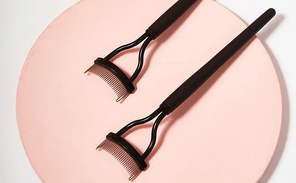 2 PCS Eyelash Comb  Makeup Mascara Applicator Metal Teeth Eyelashes Separator Curler Arc Designed False Eyelash Grooming Brushes black - Mascara Separator