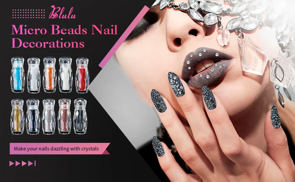 6 Bottles Diamonds Micro Caviar Beads Micro Pixie Beads Nail Beads Gravel Nail Stone Crystal Rhinestones Nail Decorations for DIY 3D Nail (AB Color) - product information 1