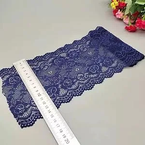 Feelmate 6in*5Yard Soft & Stretch Black Lace Roll Runner for Wedding Clothes or DIY Craft Decoration Black 6in - navy lace fabric