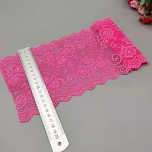 Feelmate 6in*5Yard Soft & Stretch Black Lace Roll Runner for Wedding Clothes or DIY Craft Decoration Black 6in - rose red lace roll