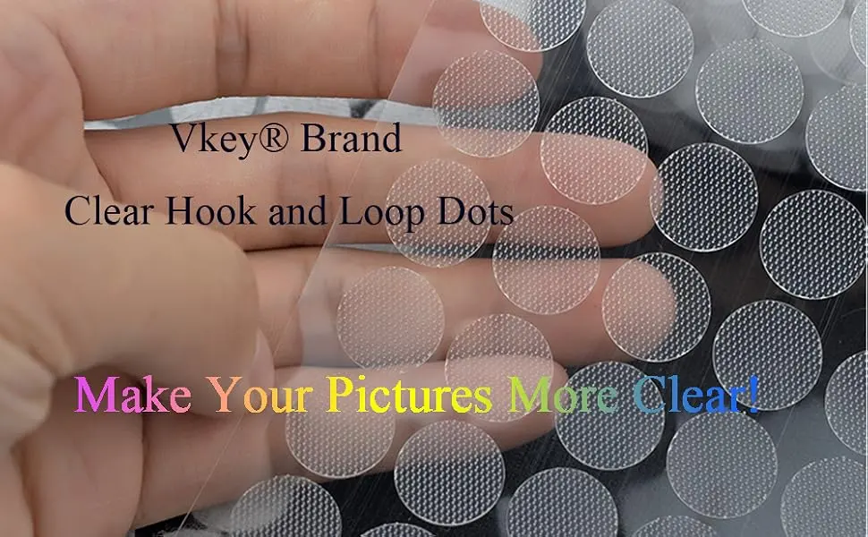 Vkey 700pcs (350pairs) 1.5cm Diameter Transparent Sticky Back Thin Clear Dots with Adhesive Hook & Loop Coins Tapes - Vkey Brand Clear Hook And Loop Self-adhesive Dots