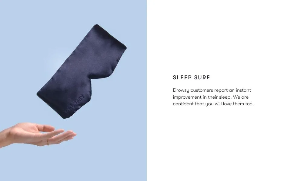 DROWSY Silk Sleep Mask. Face-Hugging  Padded Silk Cocoon for Luxury Sleep in Total Darkness. (Midnight Blue) - Pure luxury light blocking black out silk mulberry 22 momme eye mask deep sleep drowsy pillow