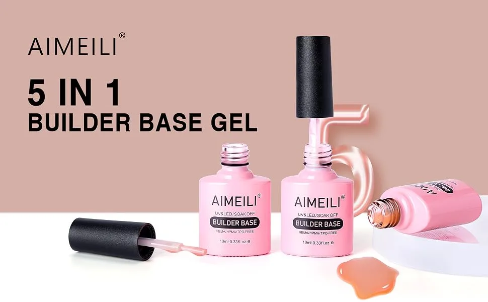 AIMEILI Builder Base Clear Sheer Color Gel  No Need Slip Solution Builder Extension  Soak Off Gel Nail Polish 6pcs X 10ml - Kit Set 36 SET3 - molding gel for nails