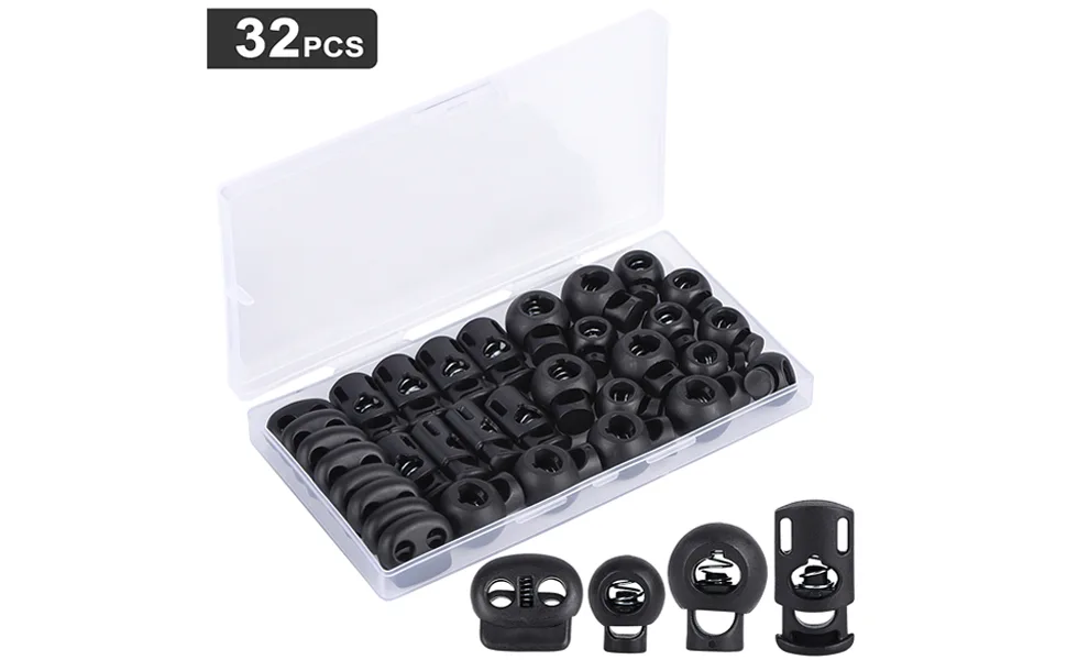 32PCS Professional Cord Lock  4 Sizes DIY Plastic Spring Toggle Stopper  Lanyard String Cord Clips for Drawstrings Use in Shoelace  Bags  Clothing - Cord Lock Stopper plastic cord locks for drawstrings backpack lock shoe lace locking clips