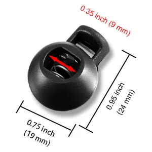 Plastic Cord Lock 45Pcs  Single Hole/Double Hole Cord Stopper  Spring Cord Toggle for Drawstrings/Paracord/Shoelaces  Black Elastic Cord Adjuster by Double Elite Mixed 45 pcs - Double Elite Cord Locks - dimension 1