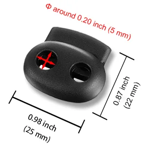 Plastic Cord Lock 45Pcs  Single Hole/Double Hole Cord Stopper  Spring Cord Toggle for Drawstrings/Paracord/Shoelaces  Black Elastic Cord Adjuster by Double Elite Mixed 45 pcs - Double Elite Cord Locks - dimension 2