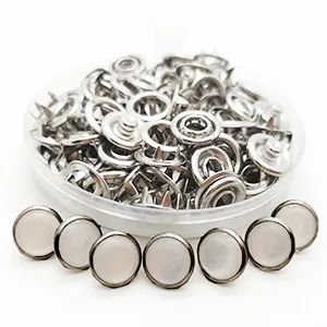 Pearl Snaps Fasteners Kit 10mm Clothes Ring for Western Shirts Clothes Prong Ring Snaps (White) White-10MM - product information 2