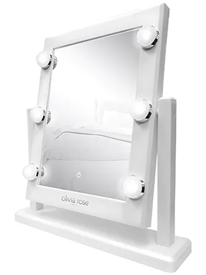 Olivia Rose Vanity Mirror with Lights  Lighted Makeup Mirror Large Mirror Hollywood Style White/Silver - Olivia Rose Vanity Mirror with Lights