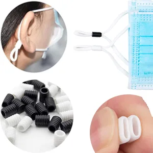 OCEANTREE Cord Locks for Mask  Elastic Adjuster Silicone Cord Stopper No Slip Earloop Toggles for Drawstring Buckle Clasp White - product information 4