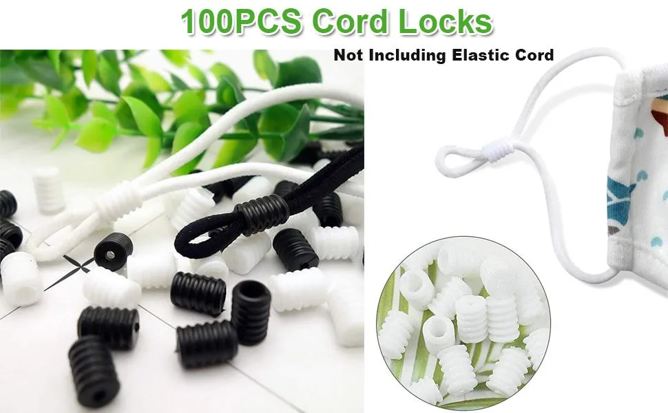 OCEANTREE Cord Locks for Mask  Elastic Adjuster Silicone Cord Stopper No Slip Earloop Toggles for Drawstring Buckle Clasp White - OCEANTREE Cord Locks for Face Mask Adjuster
