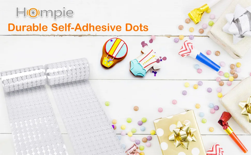 Hompie 400pcs (200 Pair Sets) 15mm Diameter Sticky Back Hook Coins  Self Adhesive Dots Loop Tapes for DIY Crafts Office Classroom (White) White 400pcs/15mm - velcro dots