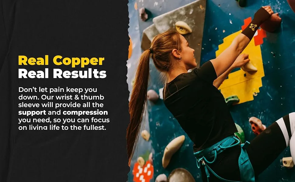 CopperJoint Wrist Compression Sleeve - Copper Infused Wrist Support Compression Brace - Ortho Guard - Wrist Pain & Fatigue Relief - Wrist Protector (Left or Right - Medium) Right-Medium Wrist Brace w/ Thumb Support - Our wrist & thumb sleeve will provide all the support and compression you need.