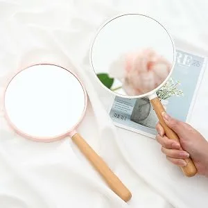 XPXKJ Handheld Mirror with Handle  for Vanity Makeup Home Salon Travel Use (Round  Green) Round Green - Handheld Mirror
