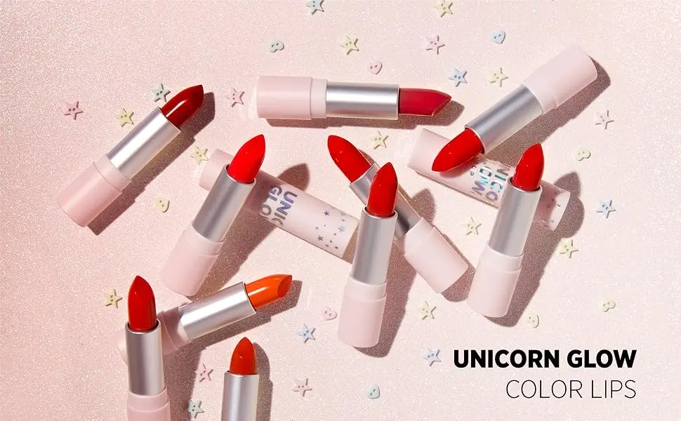UNICORN GLOW COLOR LIPS 8 RUBY  0.12 oz. / 3.5 g  Semi Matte Lipstick  Vivid Color  Nourishes  Protects Lips 08 RUBY - UNICORN GLOW Color Lips