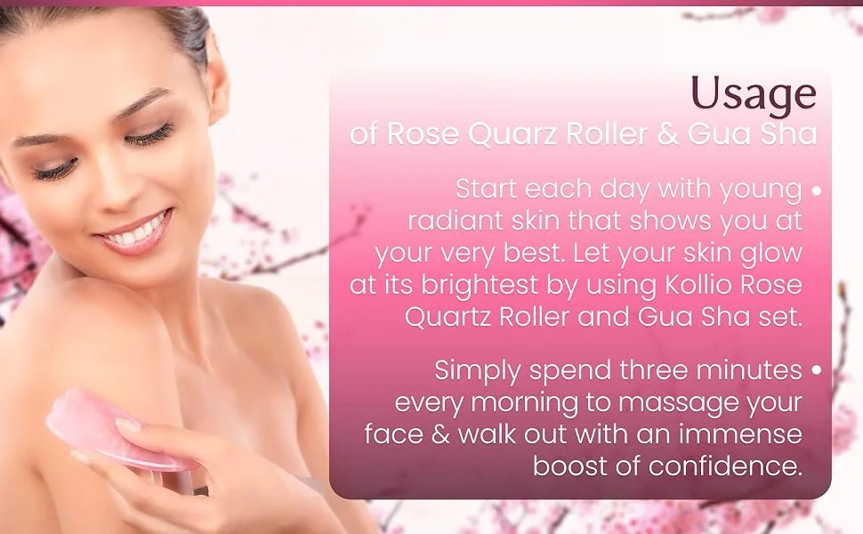 Rose Quartz Face Roller with Gua Sha and Jade Eye Roller-Face Roller Skin Care-Jade Roller for Face  Neck  Body Jade Roller Gua Sha Set Jade Face Roller - Rose Quartz Face Roller with Gua Sha