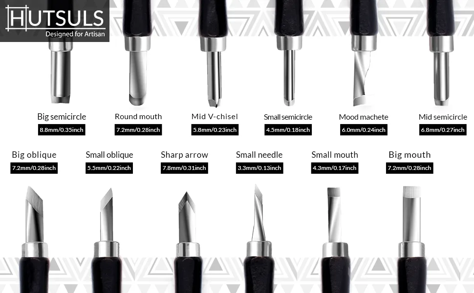 Hutsuls Wood Carving Tools Set - Easy to Use 12 pcs Mini Wood Chisel Beginner Wood Carving Kit for Adults & Kids Carving Kit Gift - Hutsuls Wood Carving Tools