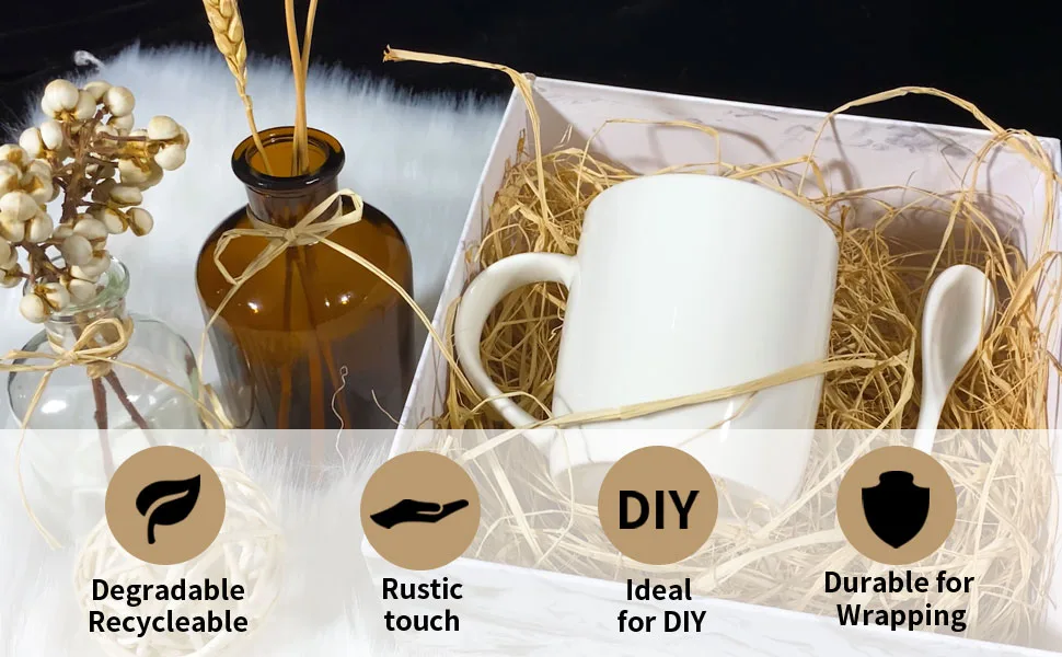 Creatrill Natural Raffia Paper Ribbon  3 x40g Paper Raffia Ribbon Perfect for Florist Bouquets Weaving Decoration Christmas Raffia Gift Wrap Natural Raffia Bundle - raffia