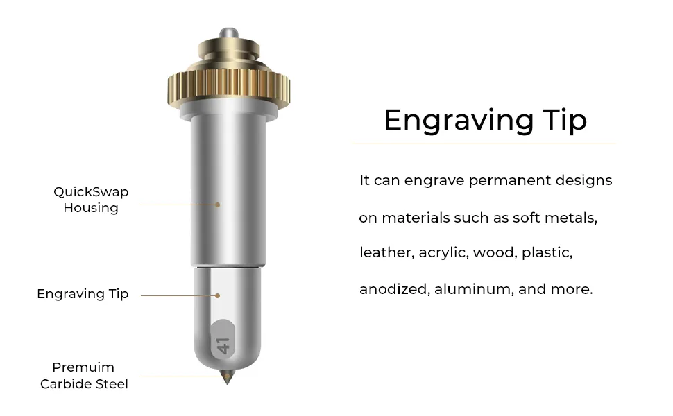 NestOne Engraving Tip and Housing | Perfect Tool for Cricut Maker | Bundle Accessories for Engraving Projects Engraving Tip with Housing - Engraving Tip with QuickSwap Housing