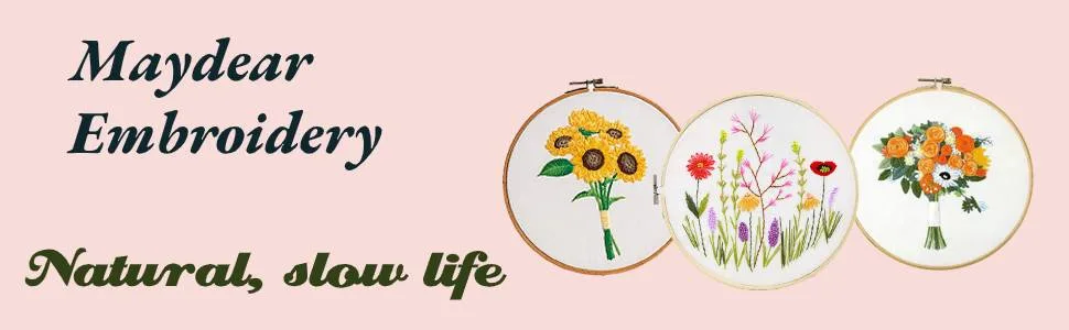 Maydear Stamped Embroidery Kit for Beginners with Pattern  Cross Stitch kit  Embroidery Starter Kit Including Embroidery Hoop  Color Threads and Embroidery Scissors - Herborist4 - product information 1