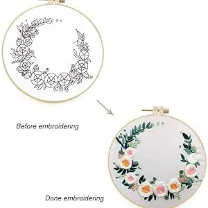 Maydear Stamped Embroidery Kit for Beginners with Pattern  Cross Stitch kit  Embroidery Starter Kit Including Embroidery Hoop  Color Threads and Embroidery Scissors - Herborist4 - product information 8
