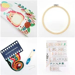 Maydear Stamped Embroidery Kit for Beginners with Pattern  Cross Stitch kit  Embroidery Starter Kit Including Embroidery Hoop  Color Threads and Embroidery Scissors - Herborist4 - product information 9