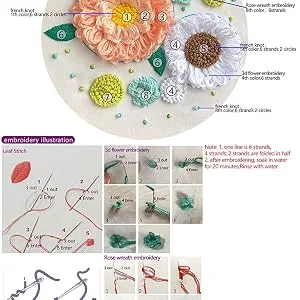 Maydear Stamped Embroidery Kit for Beginners with Pattern  Cross Stitch kit  Embroidery Starter Kit Including Embroidery Hoop  Color Threads and Embroidery Scissors - Wreath 16 - product information 10