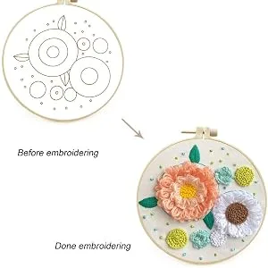 Maydear Stamped Embroidery Kit for Beginners with Pattern  Cross Stitch kit  Embroidery Starter Kit Including Embroidery Hoop  Color Threads and Embroidery Scissors - Wreath 16 - product information 8