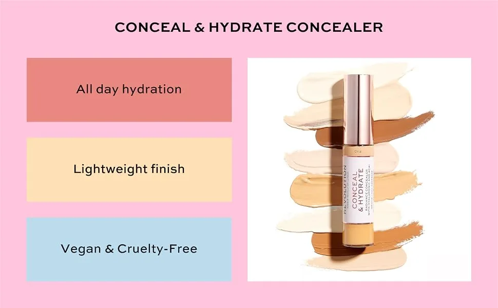 Makeup Revolution Conceal and Hydrate Concealer  Full Coverage & Matte Finish  C8.2 for Medium Skin Tones  Vegan & Cruelty-Free  0.7 Fl Oz - Conceal & Hydrate Concealer