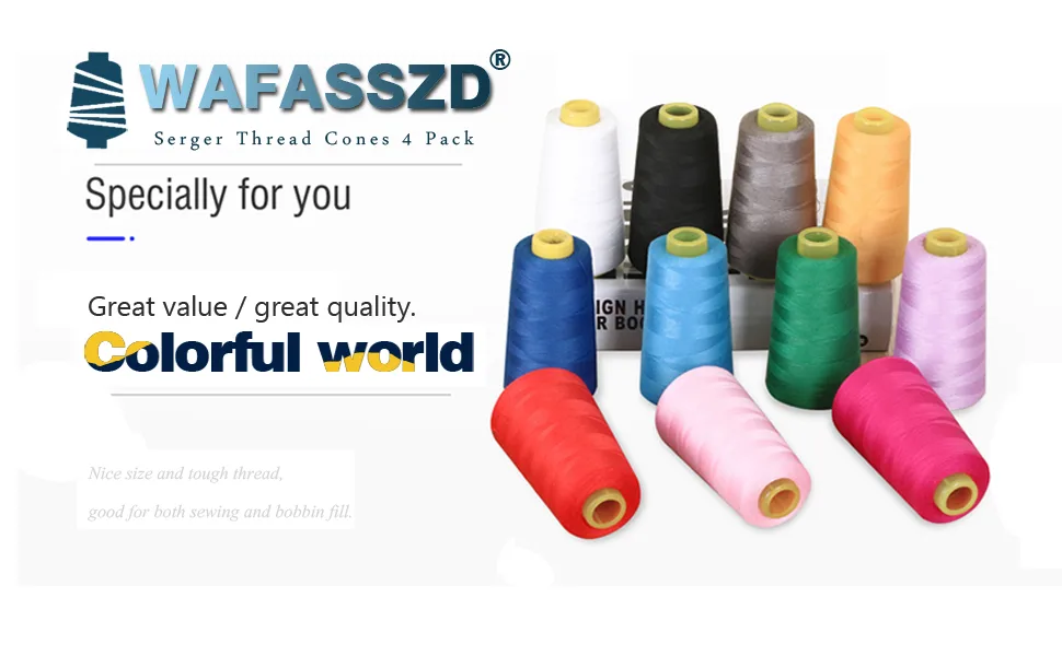 Serger Thread  All-Purpose Thread for Sewing  White Thread  Polyester Sewing Thread  4 Cones of 3000 Yards Each Spool Thread for Sewing Machine Thread 4 white - serger thread