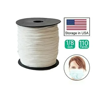 AMAZING UNIVERSE 110 Yard 1/8 Inch Elastic Strap Earloop Cord Round Ear Tie Rope Handmade String Stretchy Rope for Crafts DIY Sewing White(3mm) White 3mm - white elastic