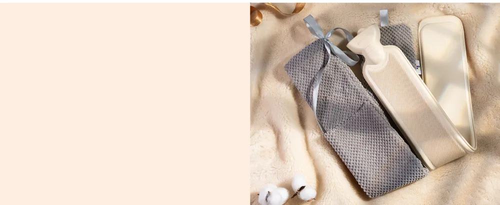 HomeTop Premium 2.25 Liters Rubber Hot Water Bottle w/Soft Gray Polka Dot Fleece Cover (Light Gray) Light Gray 2.25 Liters - product information 13