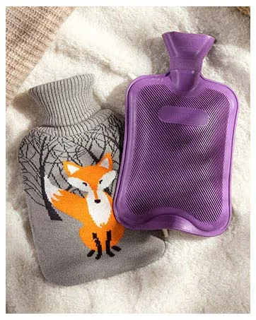 HomeTop Premium 2.25 Liters Rubber Hot Water Bottle w/Soft Gray Polka Dot Fleece Cover (Light Gray) Light Gray 2.25 Liters - product information 8