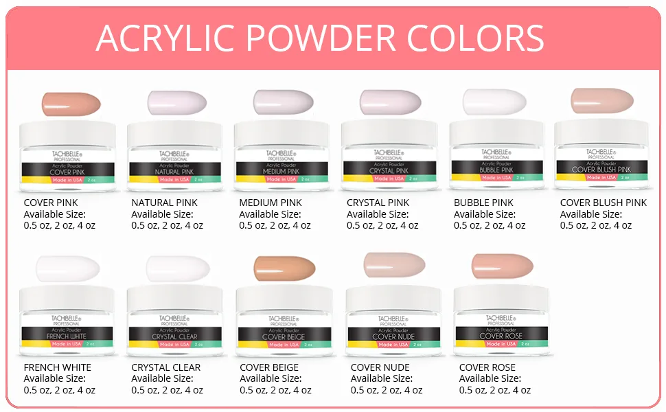 Tachibelle Professional Acrylic Nail System Acrylic Powder  4 oz. Made in USA. Used in Professional Salons. (Crystal Clear 4oz) - 23423