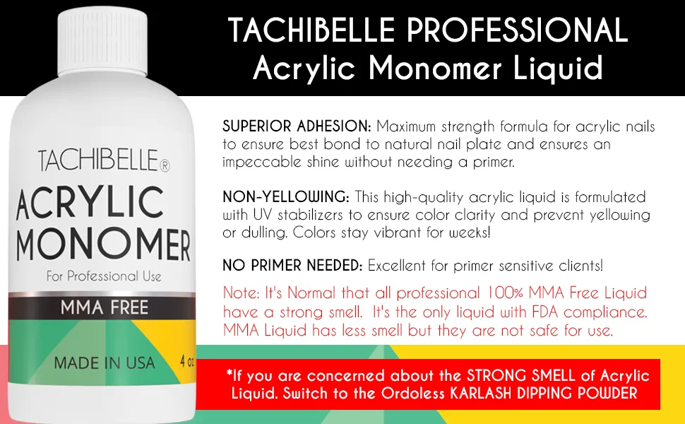 Tachibelle Professional Polymer Kit Acrylic Powder 2 oz and Acrylic Liquid Monomer 4 oz (Crystal Clear) - 35t34t