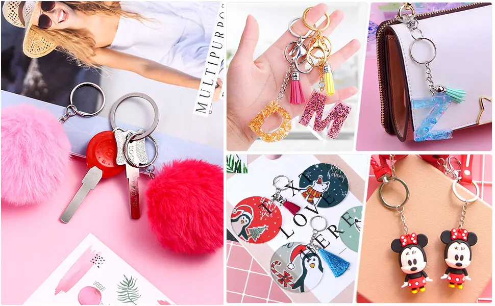 Keychain Rings for Crafts  Flasoo 360Pcs Keychains for Resin Include Key Rings with Chain  Jump Rings  Screw Eye Pins for DIY Keychain Making - keychain ring