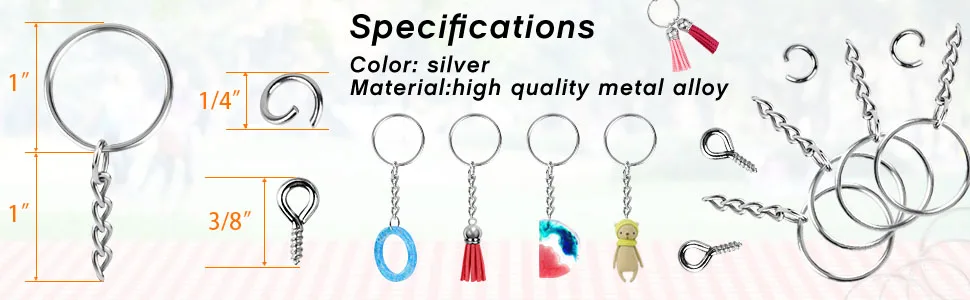 Keychain Rings for Crafts  Flasoo 360Pcs Keychains for Resin Include Key Rings with Chain  Jump Rings  Screw Eye Pins for DIY Keychain Making - keychain rings for resin