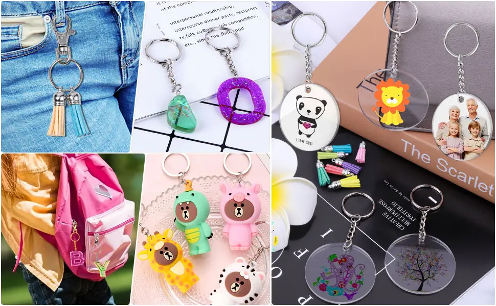Keychain Rings for Crafts  Flasoo 360Pcs Keychains for Resin Include Key Rings with Chain  Jump Rings  Screw Eye Pins for DIY Keychain Making - keychains craft