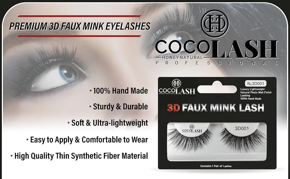 Cocohoney 3D Faux False Mink Eyelashes (5 pairs) - OFFICE LOOK | 100% Hand Made | Cruelty Free | Reusable | Ultralight | Durable 3D009 - product information 1