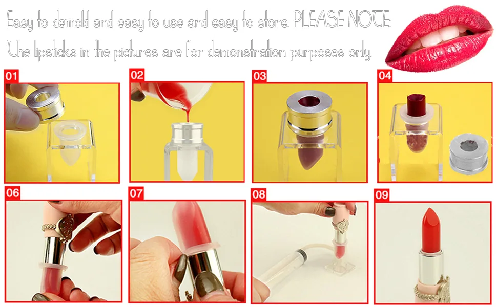 3 Set 12.1 DIY Lipstick Mold Set Lip Balm Maker Silicone Lipstick Making Mould Cosmetic DIY Mold for 12.1mm Lipstick Tube - product information 4