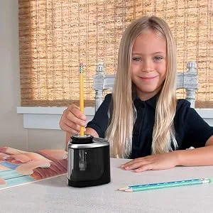 Pencil Sharpener Electric Pencil Sharpeners  Portable Pencil Sharpener Kids  Blade to Fast Sharpen  Suitable for No.2/Colored Pencils(6-8mm)/School Pencil Sharpener/Classroom/Office/Home (Black) - product information 3