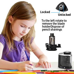 Pencil Sharpener Electric Pencil Sharpeners  Portable Pencil Sharpener Kids  Blade to Fast Sharpen  Suitable for No.2/Colored Pencils(6-8mm)/School Pencil Sharpener/Classroom/Office/Home (Black) - product information 6