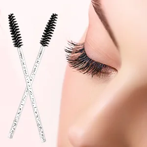 200 PCS Disposable Crystal Eyelash Mascara Brushes Wands for Eye Lash Extension  Eyebrow and Makeup (Black) - 300sj