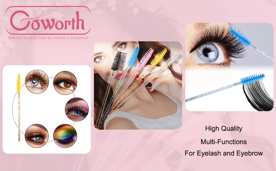 200 PCS Disposable Crystal Eyelash Mascara Brushes Wands for Eye Lash Extension  Eyebrow and Makeup (Black) - 300sj cese beijing