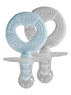 ZoLi Binki.T Pacifier+Teether All in One | Silicone Orthodontic Shape Pacifier with Fun Textured Teething Handle  Whale Shape  0 - 6 Months - Mist Blue / Ash Grey - paci pacifier soother soothie paciteether teether teething toy baby gift newborn orthodontic nipple