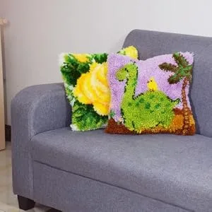 Ylkgogo Latch Hook Pillow Kit for Adults Kids DIY Throw Pillow Cover Printed Canvas Dragonfly Pattern Handcraft Crochet Sofa Decor 17'' x 17'' - sofa decor