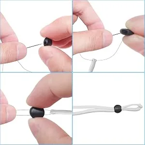 SENHAI 300Pcs Adjustment Cord Locks  Silicone Toggles Anti-Slip Buckle for Elastic Cord Drawstrings Lanyard Ear Rope Hat Accessories (Black  White  Pink) - 300Pcs Adjustment Cord Locks